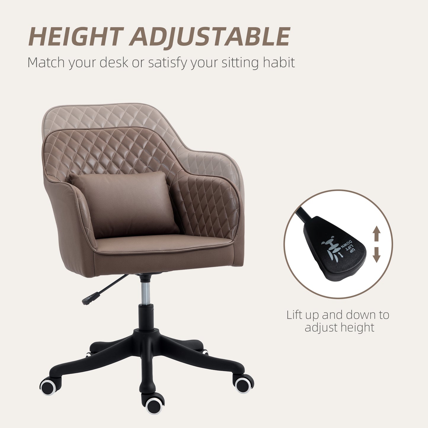Office Chair with Rechargeable Vibration Massage, Brown