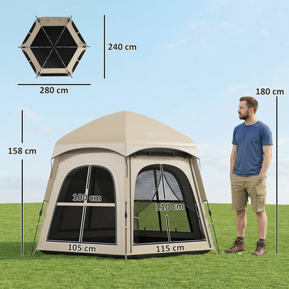 Pop Up Tent 3000mm Waterproof for 3-4 Person Khaki