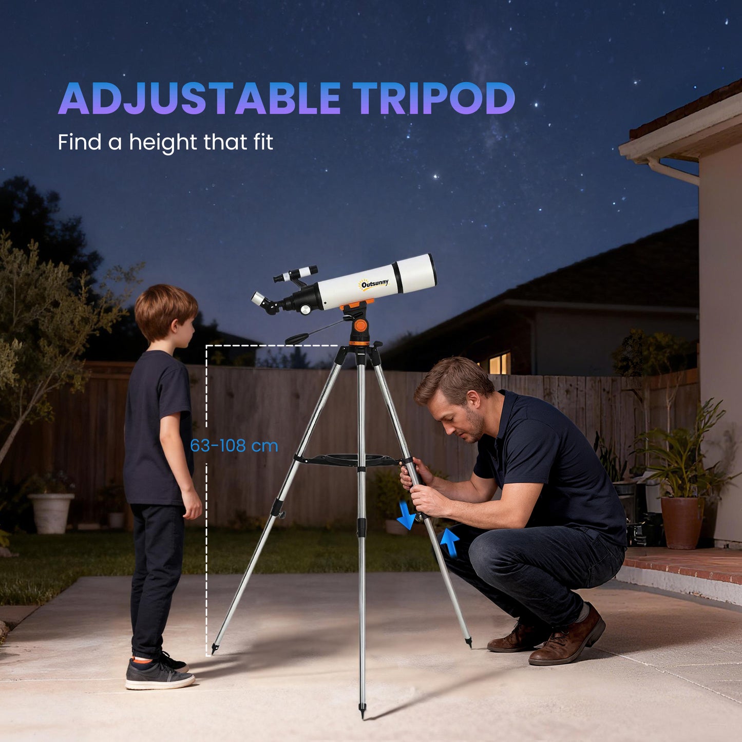Refractor Astronomy Telescope with 80 mm Aperture, Carry Bag, White