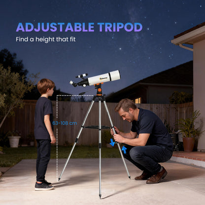 Refractor Astronomy Telescope with 80 mm Aperture, Carry Bag, White