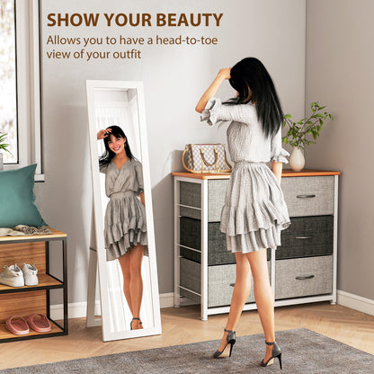 37 x 157 cm Full Length Mirror with Frame for Bedroom, White