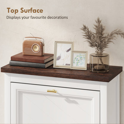 Shoe Cabinet with 2 Flip Drawers, Narrow Shoe Storage Cabinet, White