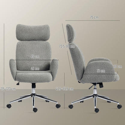 Office Chair with Adjustable Headrest, Comfy Desk Chair, Dark Grey
