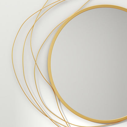 Metal Wall Art 65cm Round Mirror for Living Room Dining Room Gold Tone