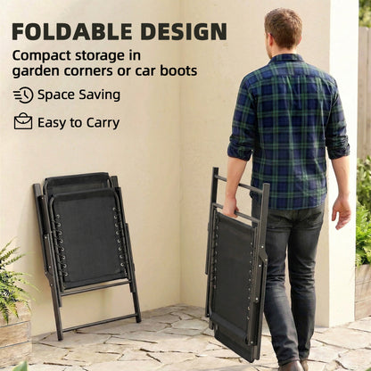 Folding Garden Chairs, Outdoor Chairs Set of 4, Black
