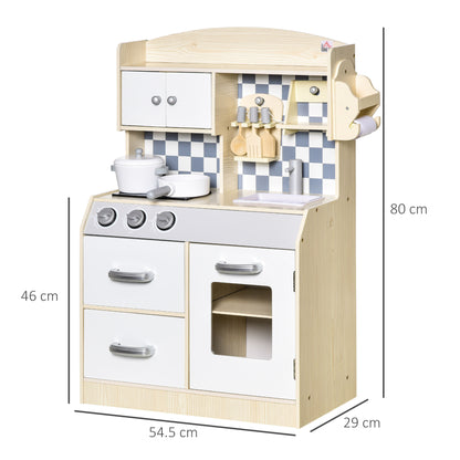 Kids Kitchen Playset Cook Toy Multi-Storage w/ Sink Pots for 3-6 Years