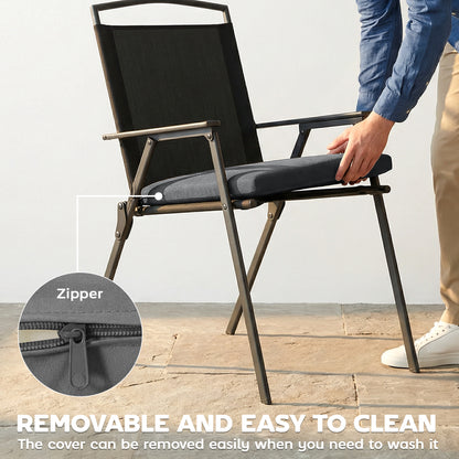 2Pcs Garden Chair Cushions, Waterproof Seat Pads, Dark Grey
