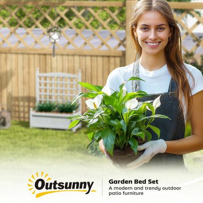 Raised Garden Bed with Trellis Garden Planters Indoor Grey