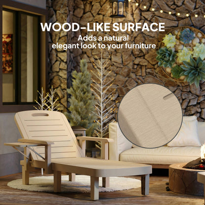 Set of 2 Resin Reclining Sun Loungers for Garden, Khaki