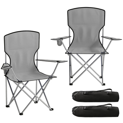 Camping Chair Set of 2 Portable Folding Grey