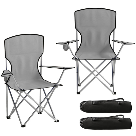 Camping Chair Set of 2 Portable Folding Grey