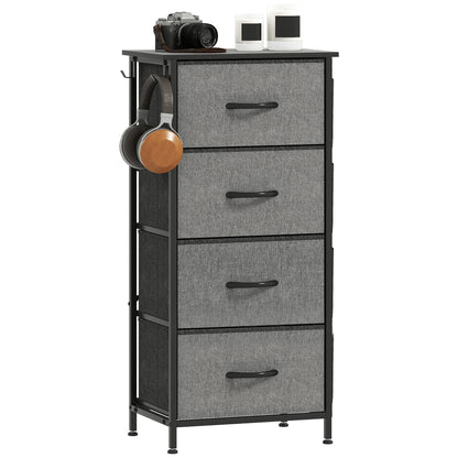 Fabric Chest of Drawers, 4 Drawer Dresser for Bedroom, Charcoal Grey