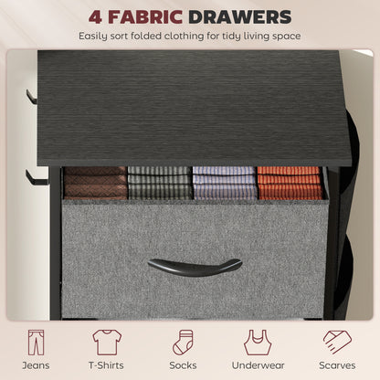 Fabric Chest of Drawers, 4 Drawer Dresser for Bedroom, Charcoal Grey