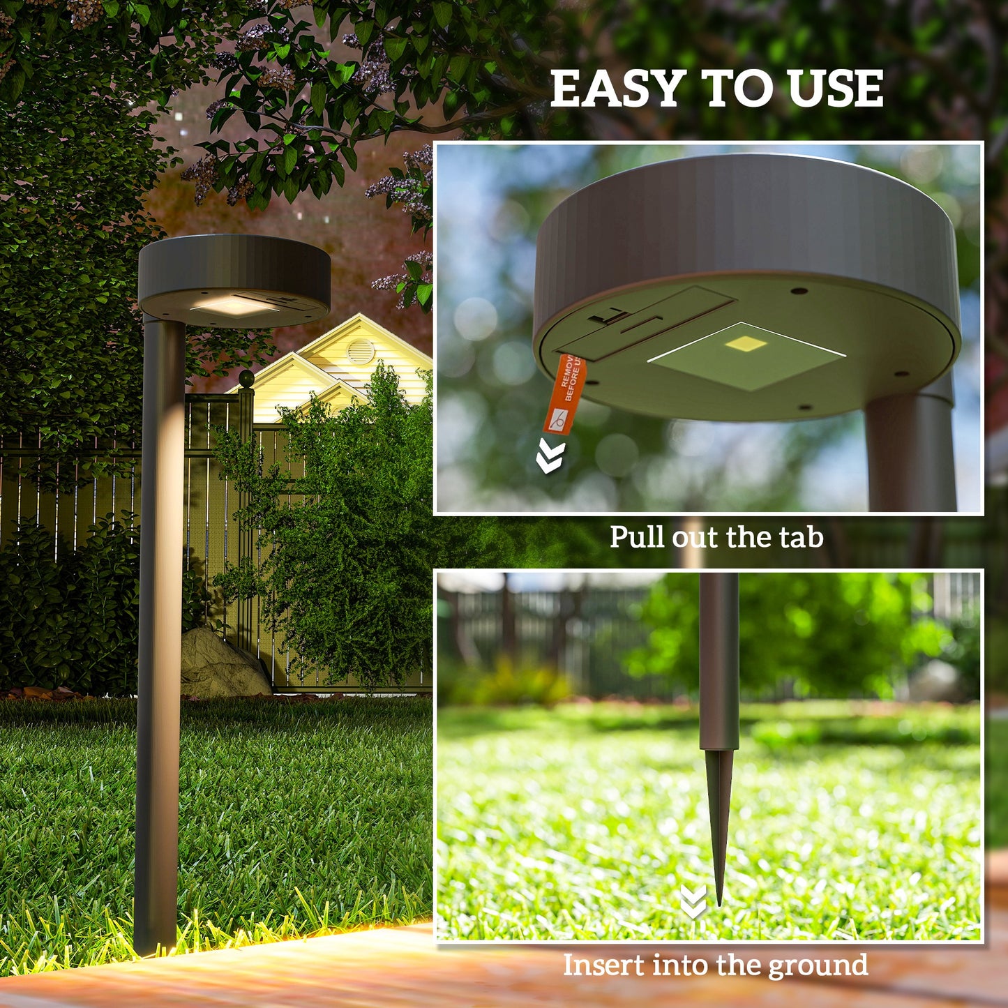 Solar Stake Lights 8 Pack, IP44 Pathway Lighting, Auto On/Off LED