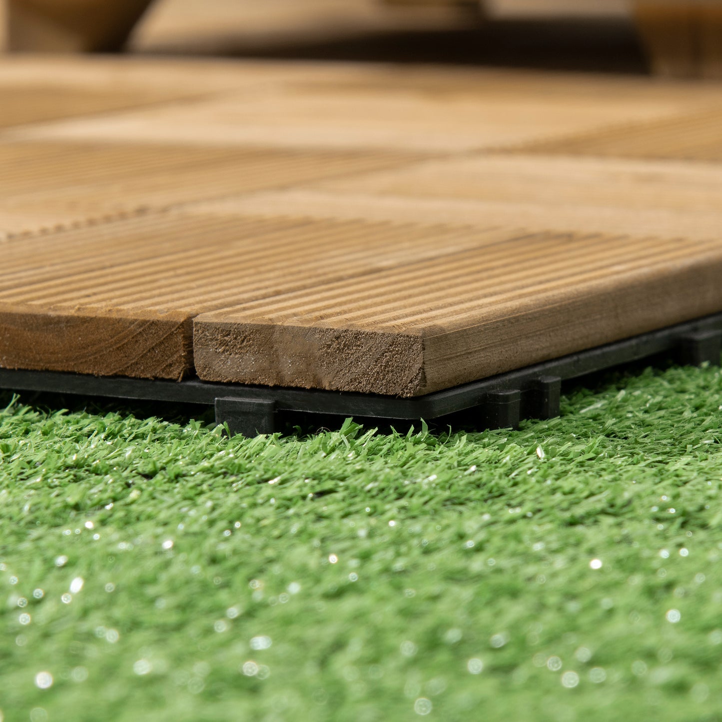 27 Pcs Wooden Decking Tiles, 30x30cm Decking Boards, 2.5㎡, Brown