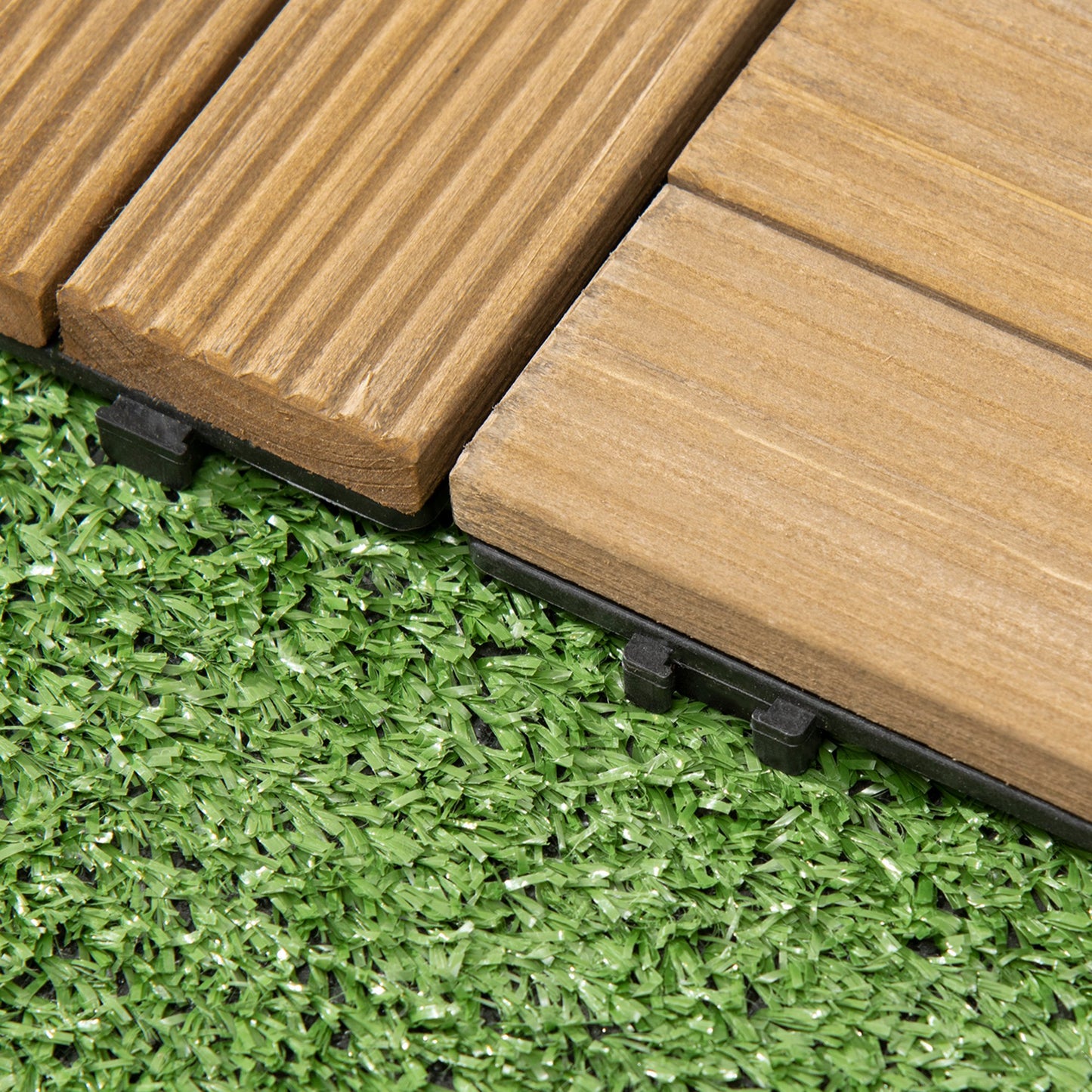 27 Pcs Wooden Decking Tiles, 30x30cm Decking Boards, 2.5㎡, Brown