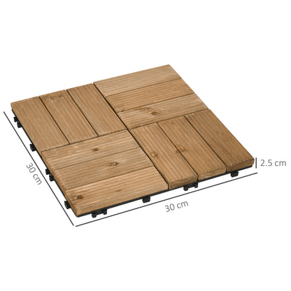 27 Pcs Wooden Decking Tiles, 30x30cm Decking Boards, 2.5㎡, Brown