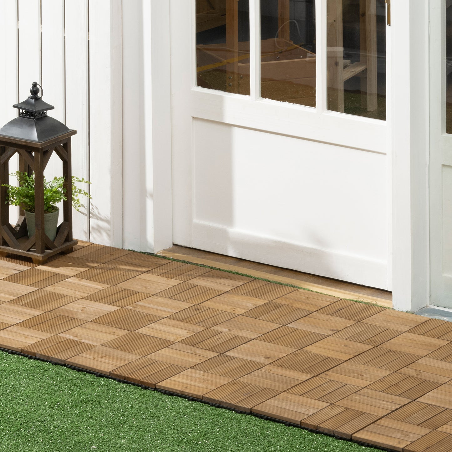 27 Pcs Wooden Decking Tiles, 30x30cm Decking Boards, 2.5㎡, Brown
