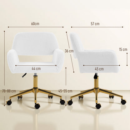 Swivel Office Chair, Vanity Desk Chair with Adjustable Height, Wheels