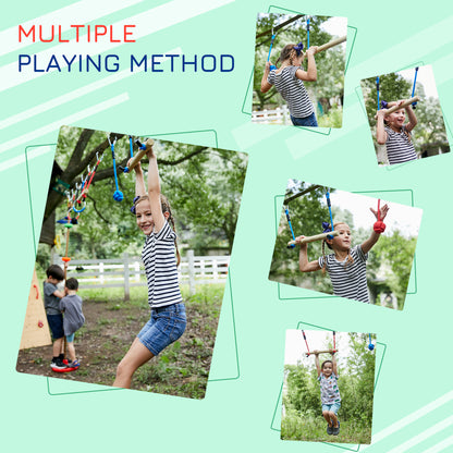Obstacle Course Kids Slackline w/ Rings Bars Fist Swing Climbing Rope