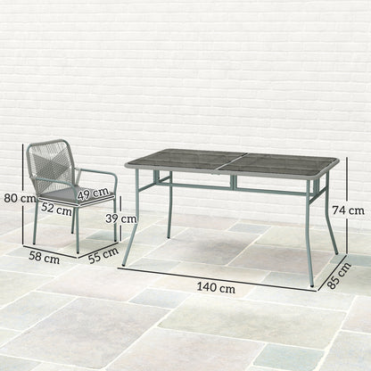 5 Piece PE Rattan Garden Dining Set with Cushions, Light Grey