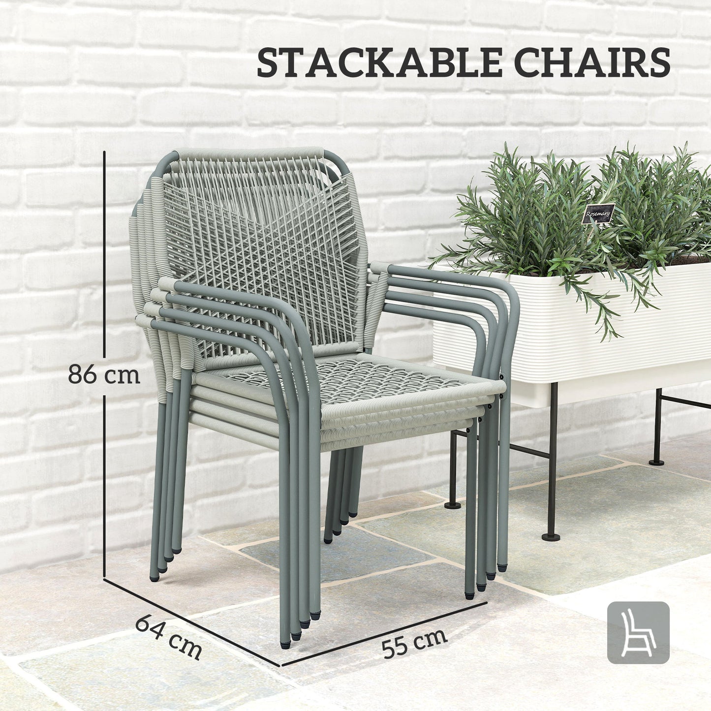 5 Piece PE Rattan Garden Dining Set with Cushions, Light Grey