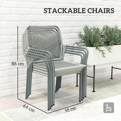 5 Piece PE Rattan Garden Dining Set with Cushions, Light Grey