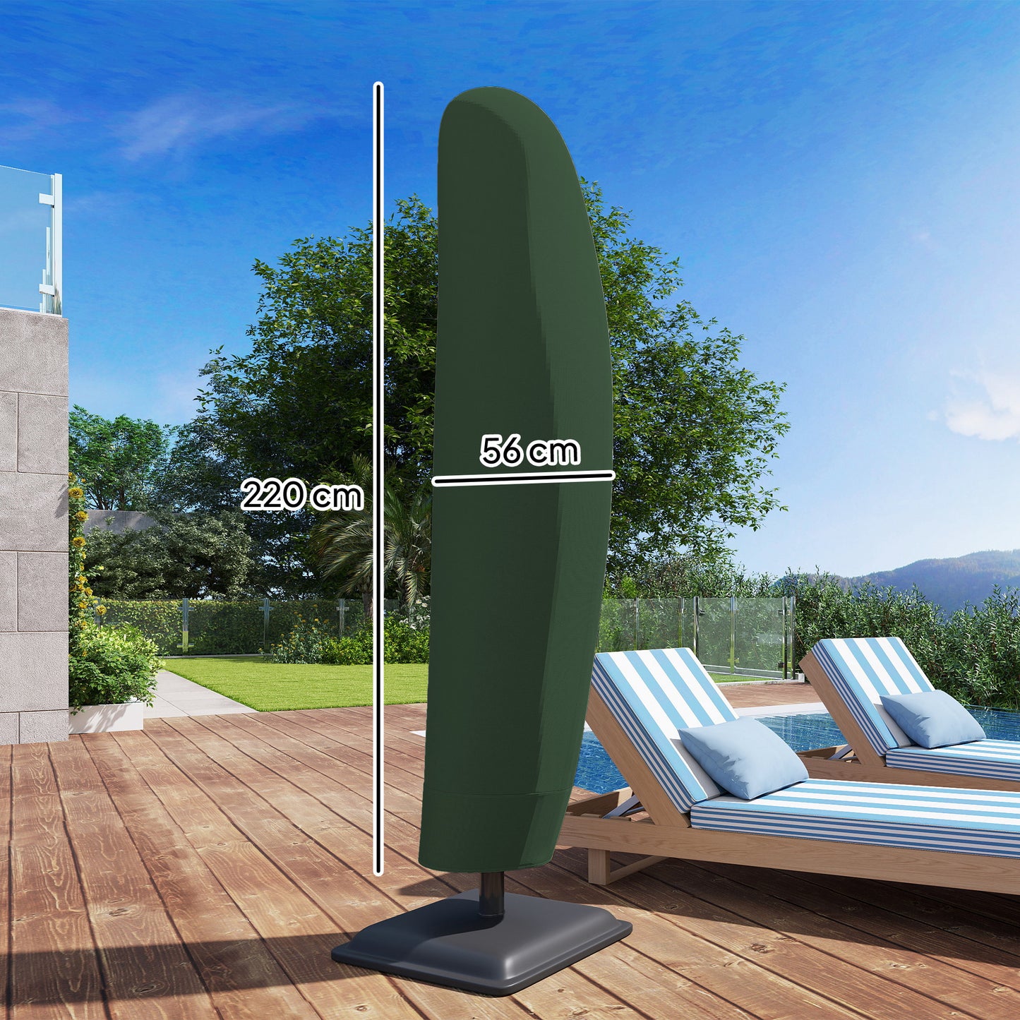 Parasol Cover, Banana Umbrella Protector with Zipper, Green
