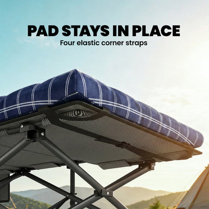 Camping Cot Heavy Duty Folding Bed with Soft Pad Blue