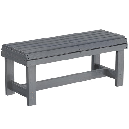 Wooden Garden Bench, 2 Seater Slatted Outdoor Bench, Grey