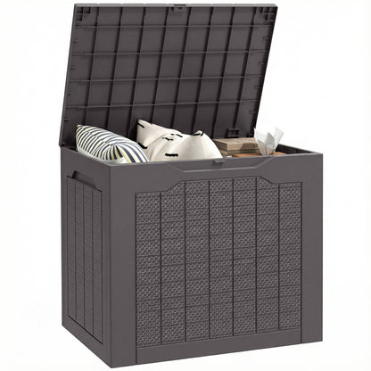 93L Plastic Garden Storage Box, Storage Container w/ Handles, Brown