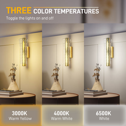 Led Wall Lamp 2 Pack, Modern Indoor Geometric Wall Light, Gold Tone