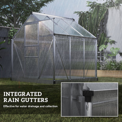 6x6ft Walk-In Polycarbonate Greenhouse Plant Grow Aluminium Frame