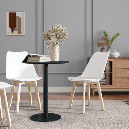 Dining Table, 60 cm Round Kitchen Table for 2 with Steel Base, Black