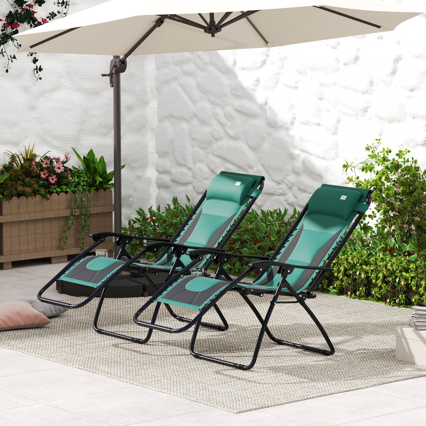 2 Pcs Zero Gravity Lounger Folding Recliner Chair w/ Cup Holder
