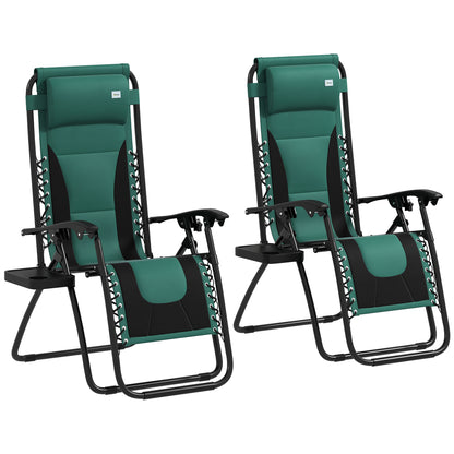 2 Pcs Zero Gravity Lounger Folding Recliner Chair w/ Cup Holder