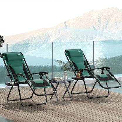 2 Pcs Zero Gravity Lounger Folding Recliner Chair w/ Cup Holder