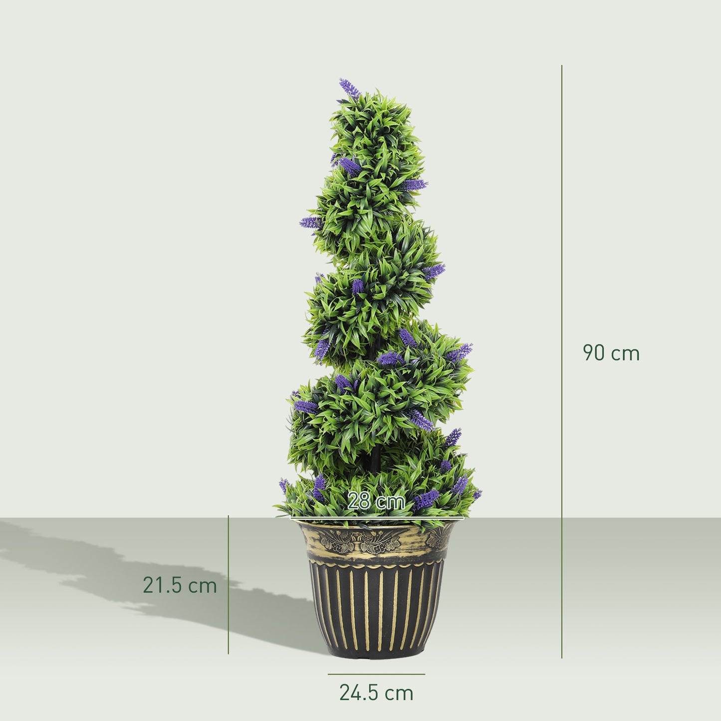 Set of 2 Decorative Artificial Plants with Lavender and Pot, 90cm
