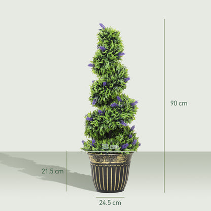 Set of 2 Decorative Artificial Plants with Lavender and Pot, 90cm