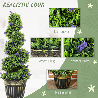 Set of 2 Decorative Artificial Plants with Lavender and Pot, 90cm