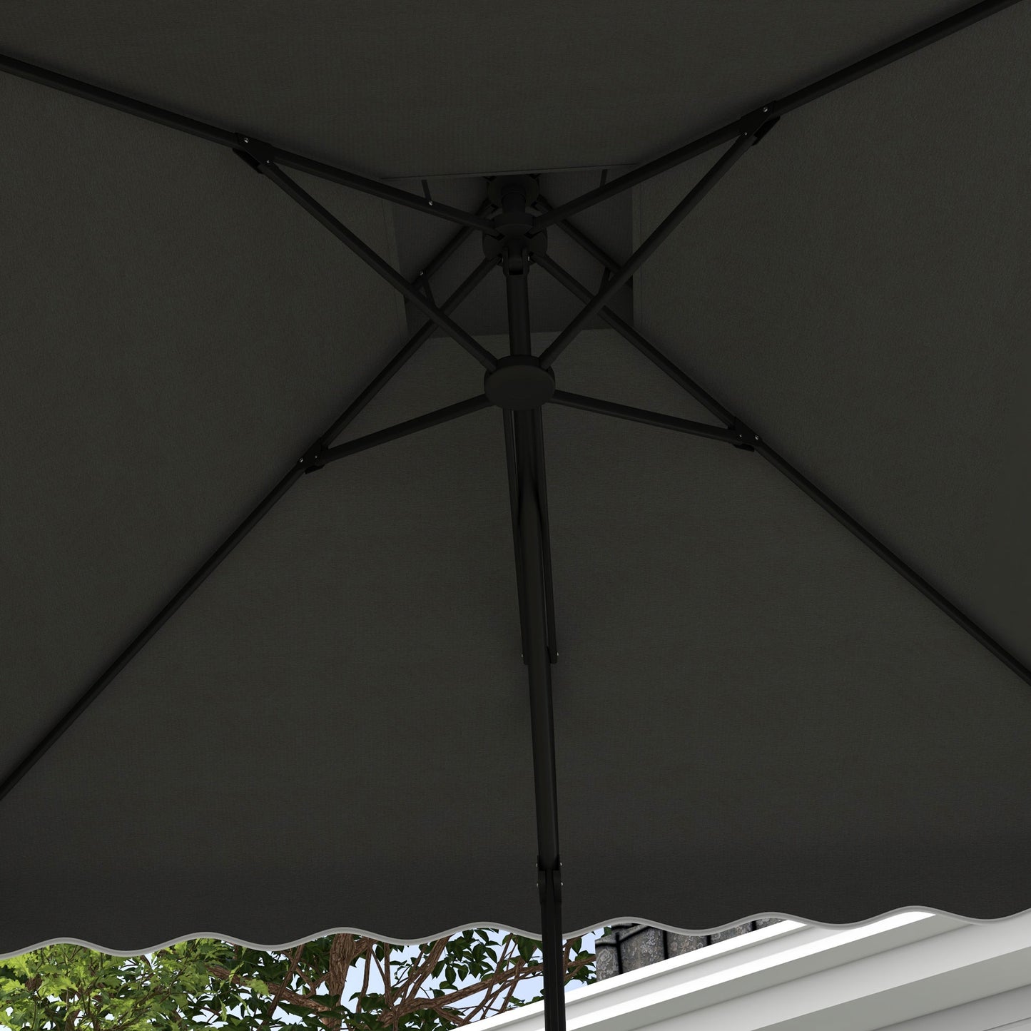 2.5m Square Double Top Garden Parasol Cantilever Umbrella with Ruffles, Grey
