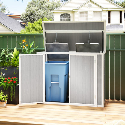 4.7 x 2.5FT Lockable Garden Shed, 2-Bin Storage Shed, Light Grey