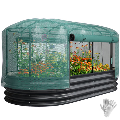 Raised Garden Bed with Self Watering System, Outdoor Planter Grey
