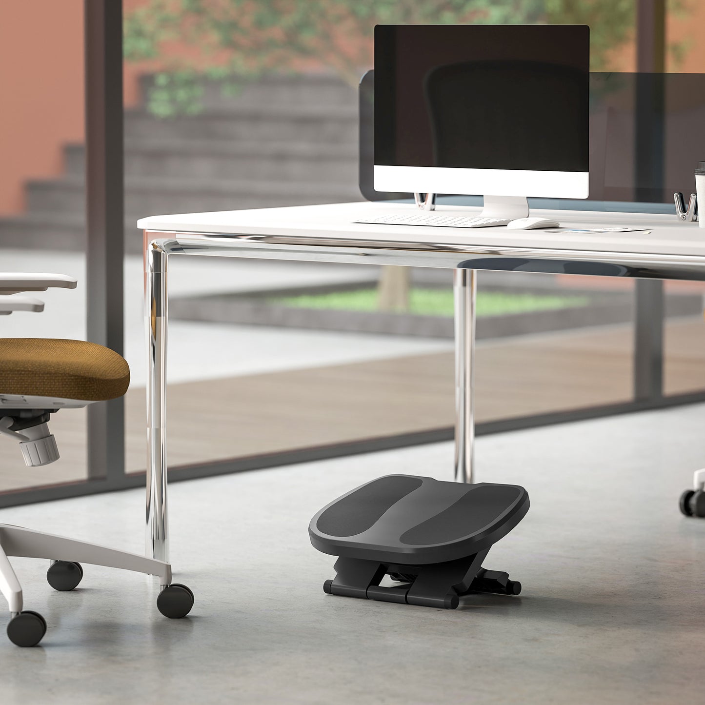 Adjustable Under-Desk Footrest Height Angle Tilt Anti-Slip Compact Health