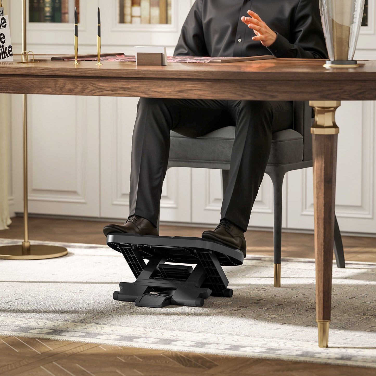 Adjustable Under-Desk Footrest Height Angle Tilt Anti-Slip Compact Health