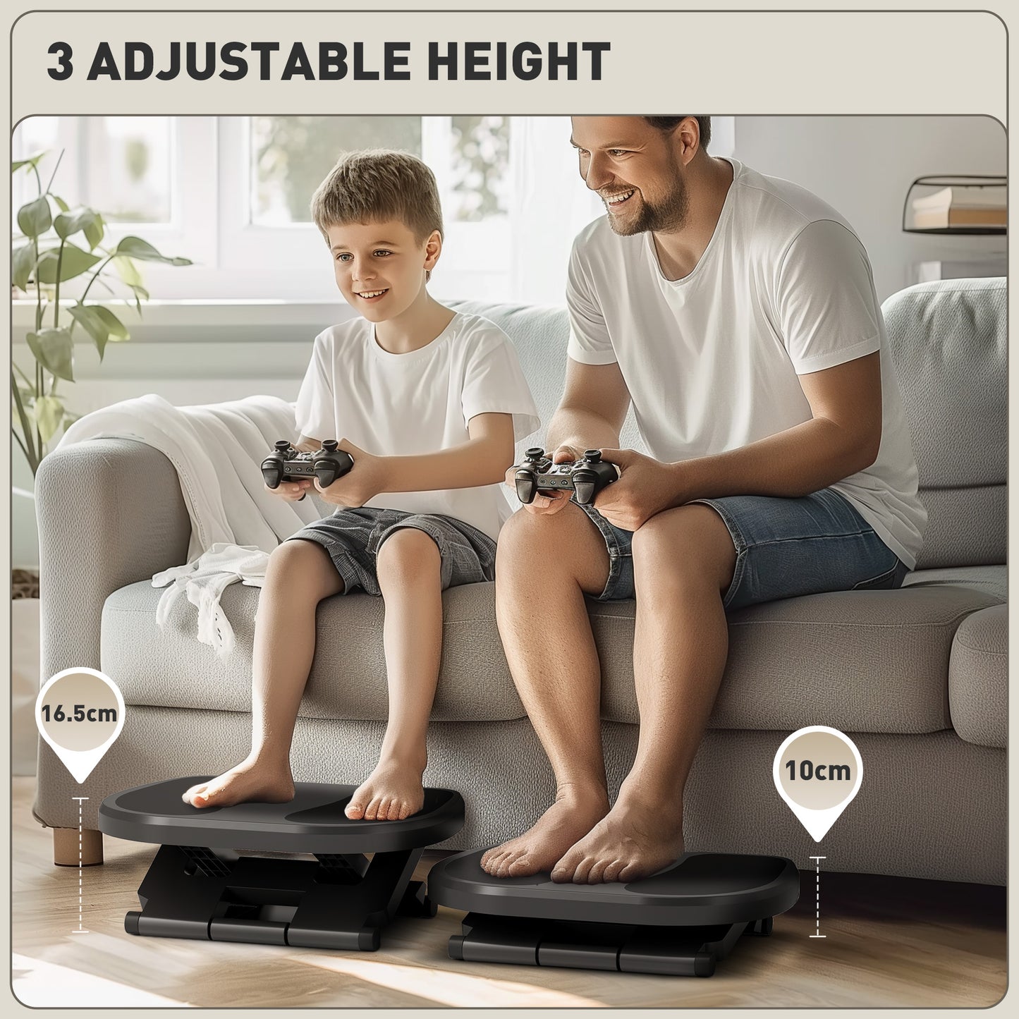 Adjustable Under-Desk Footrest Height Angle Tilt Anti-Slip Compact Health