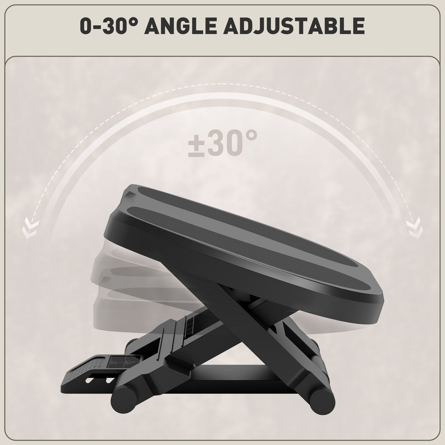 Adjustable Under-Desk Footrest Height Angle Tilt Anti-Slip Compact Health