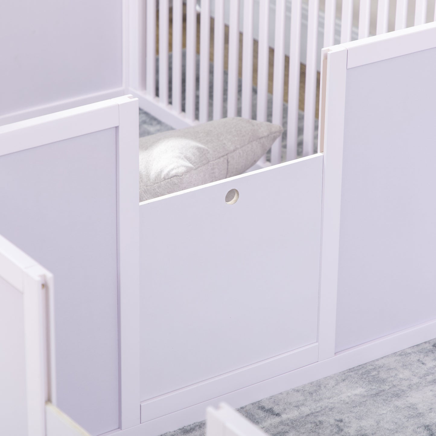 Wooden Dog Pen Pet Playpen 7 Panels Puppy Pen for Indoors - White