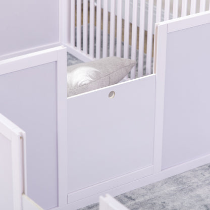 Wooden Dog Pen Pet Playpen 7 Panels Puppy Pen for Indoors - White