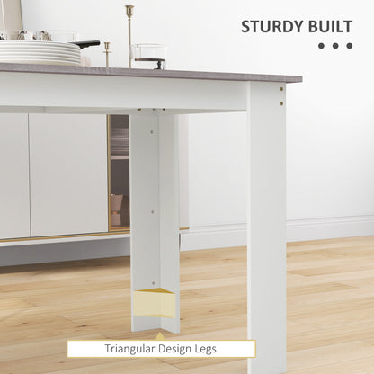 Dining Table for 4-6 People, Wood Effect Tabletop, Grey